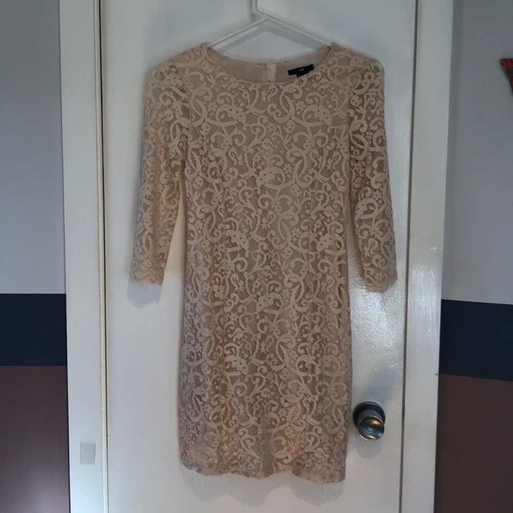 Beige lace evening dress